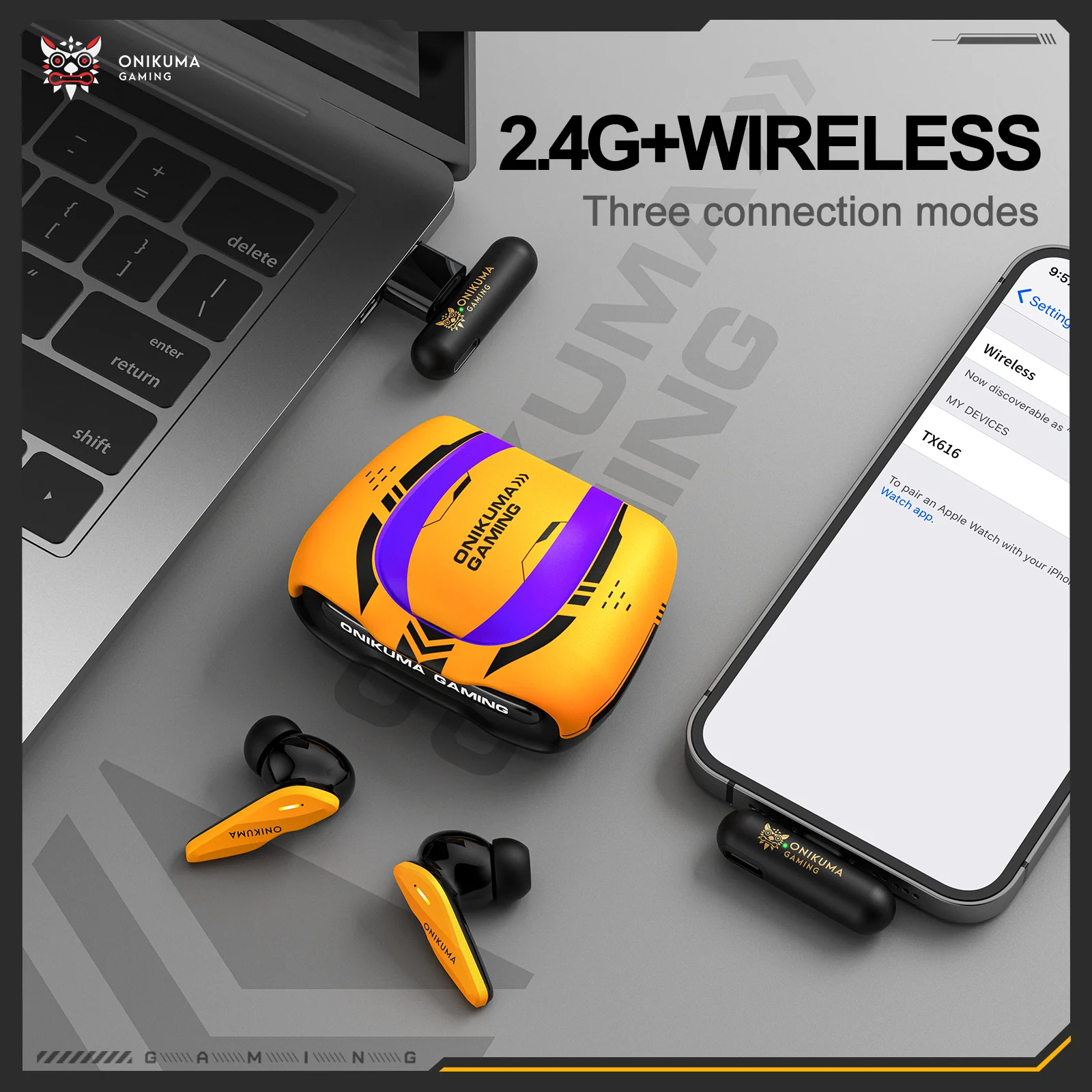 ‌ONIKUMA TX616 Dual-Mic Noise Reduction Earbuds with Tri-Mode Seamless Connectivity - Image 4