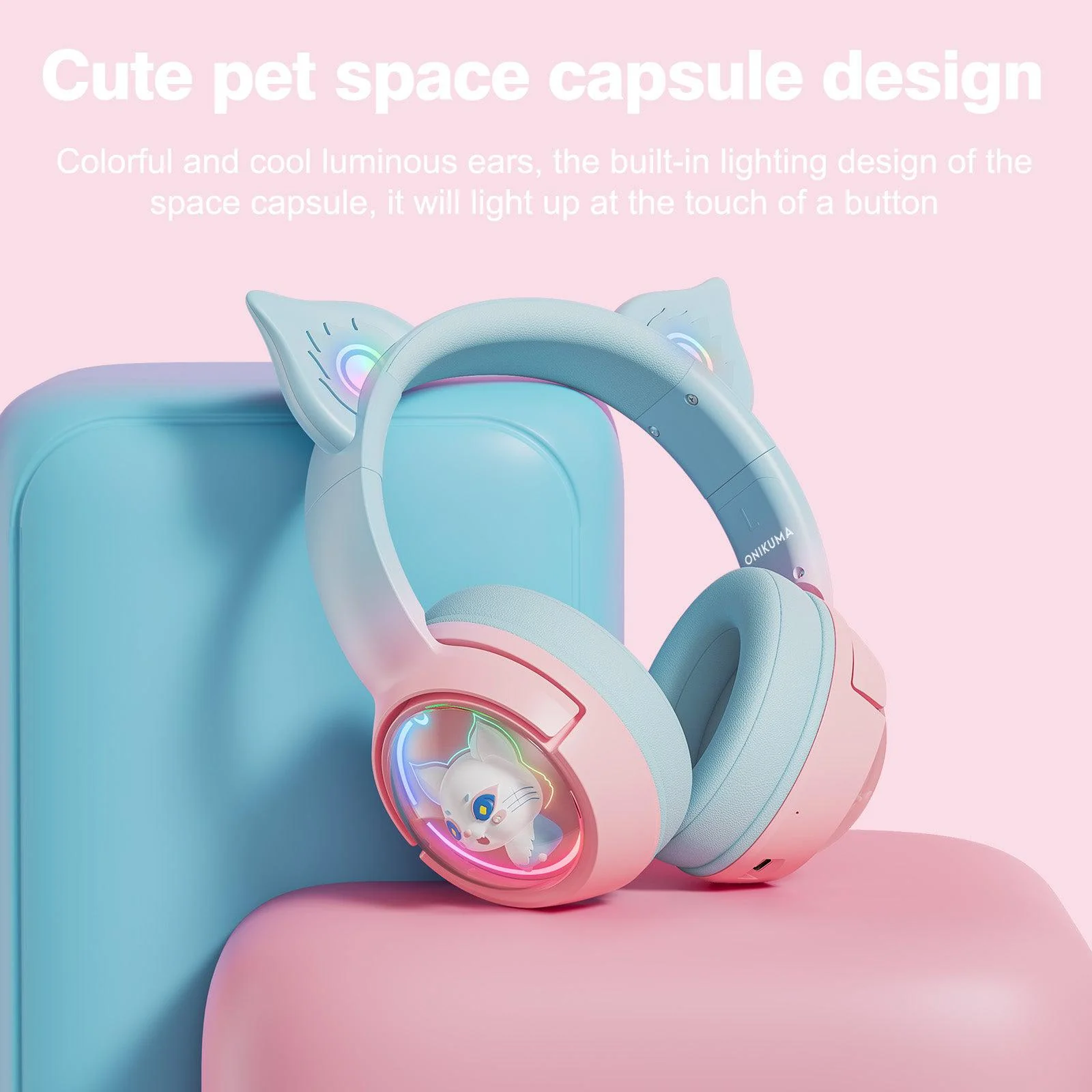 ONIKUMA B5 Gradient 2.4G Wireless Bluetooth Wired 3-mode Linghu Headphones, RGB Switch Headset - Image 3