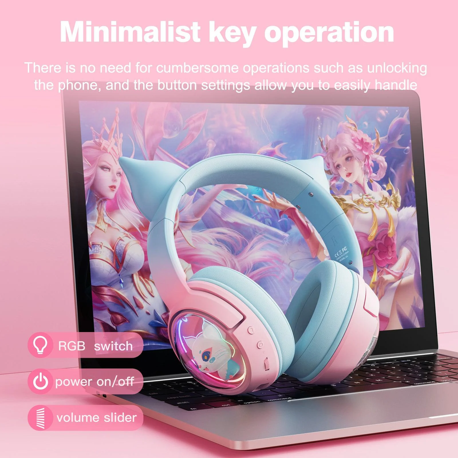ONIKUMA B5 Gradient 2.4G Wireless Bluetooth Wired 3-mode Linghu Headphones, RGB Switch Headset - Image 6
