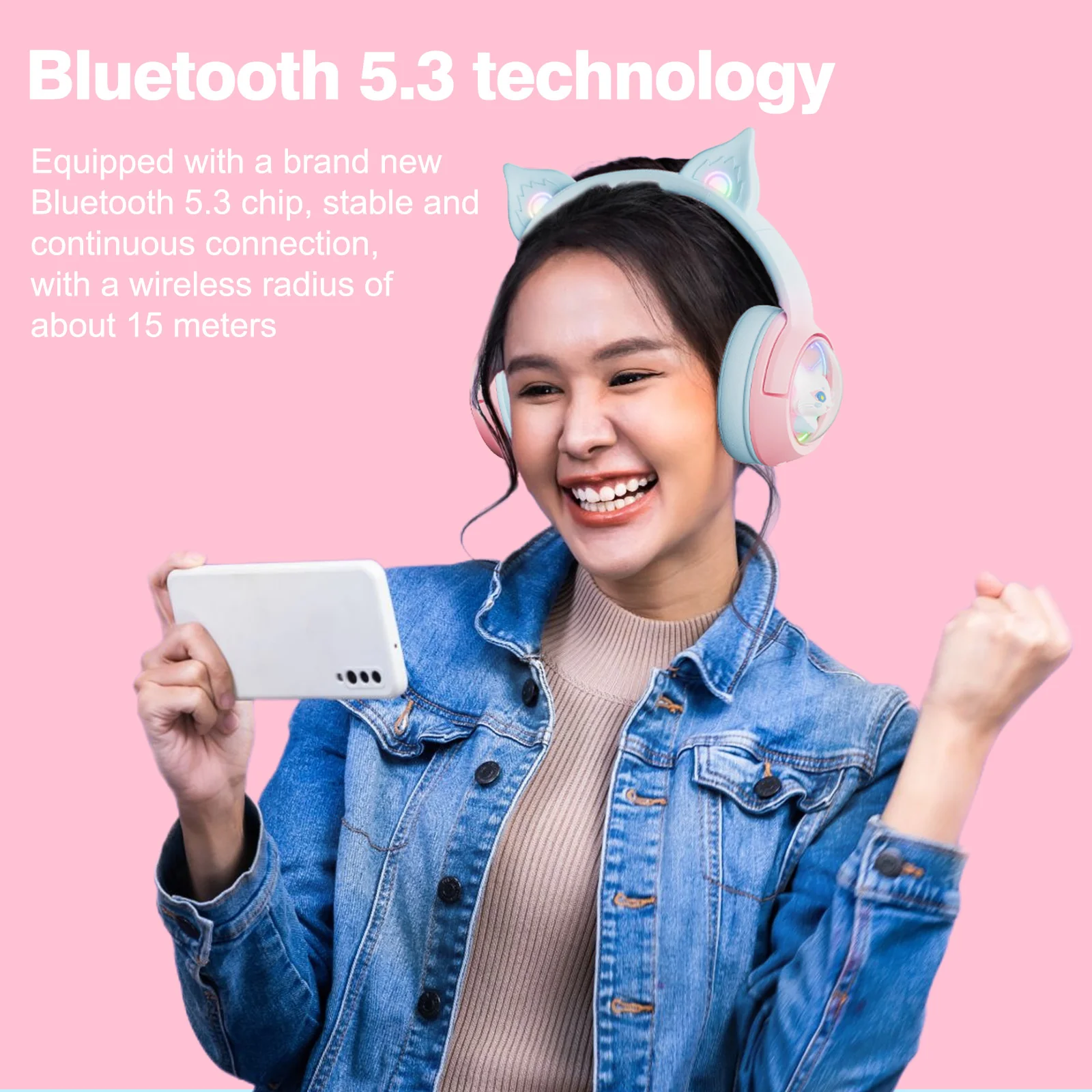 ONIKUMA B5 Tri-Mode Gaming Headset – Bluetooth 5.3, HIFI Sound & Cute Space Capsule Design - Image 8