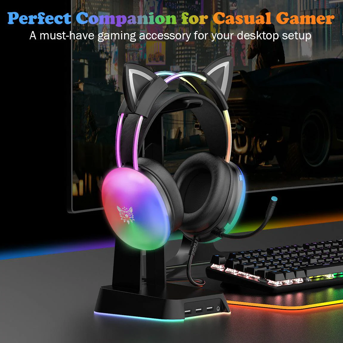 ONIKUMA X25 Cat Ear  RGB Gaming Headset - Image 18